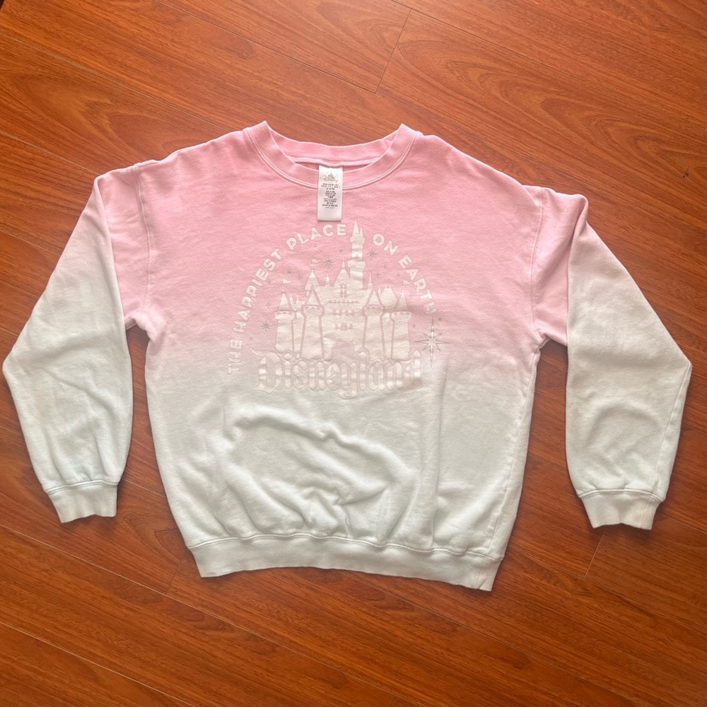 Disneyland Disney Parks ombre Tie Dye pink blue sparkly castle sweatshirt